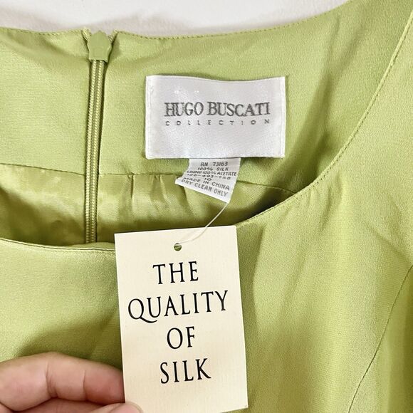 Hugo Buscati Collection Vintage 90s Silk Square Neck Mini Dress Sz 10 New - Picture 3 of 7